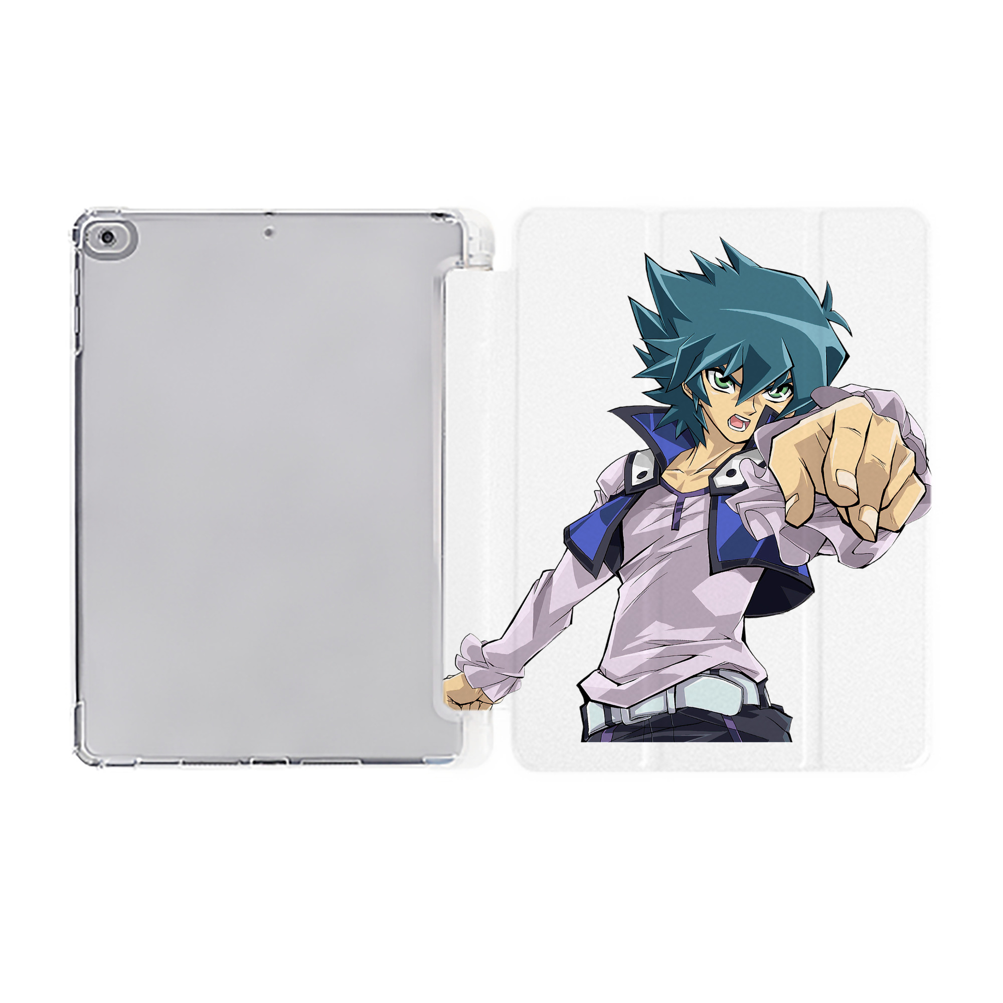 （画像用） 遊☆戯☆王 Yu-Gi-Oh! IPad ケース ペン収納付き 三つ折りスタンド PUレザー×シリコン 対応機種9.5/10.5/10.9インチ